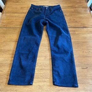 Levi’s Premium Navy Blue Corduroy Wedgie Straight Button Fly Pants Size 27